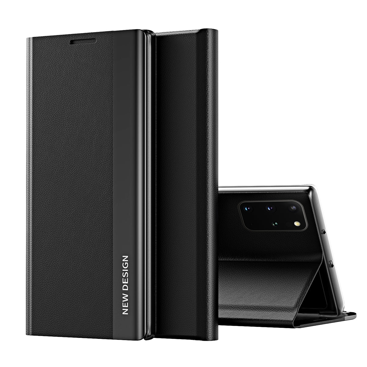 For-Samsung-Galaxy-Note20-Side-Electroplated-Magnetic-Ultra-Thin-Horizontal-Flip-Leather-Case-with-Holder(Black)
