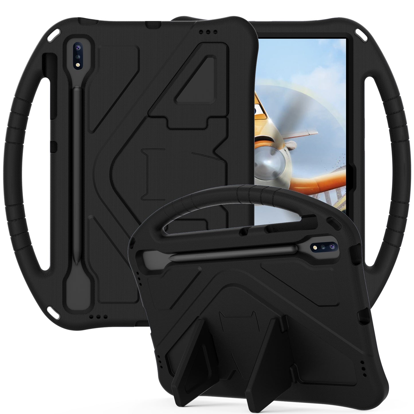 For-Samsung-Galaxy-Tab-S8+-/-Tab-S8-Plus-/-Tab-S7-FE-/-Tab-S7+-T970/T975/T976-EVA-Flat-Anti-Falling-Protective-Case-Shell-with-Holder(Black)