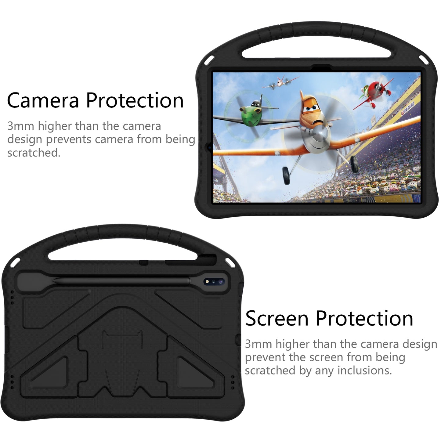 For-Samsung-Galaxy-Tab-S8+-/-Tab-S8-Plus-/-Tab-S7-FE-/-Tab-S7+-T970/T975/T976-EVA-Flat-Anti-Falling-Protective-Case-Shell-with-Holder(Black)