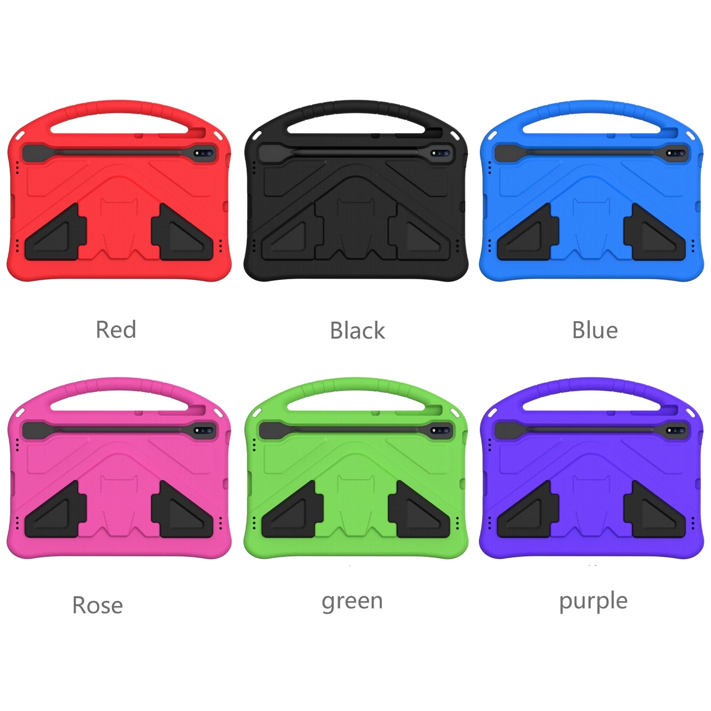 For-Samsung-Galaxy-Tab-S8+-/-Tab-S8-Plus-/-Tab-S7-FE-/-Tab-S7+-T970/T975/T976-EVA-Flat-Anti-Falling-Protective-Case-Shell-with-Holder(Black)