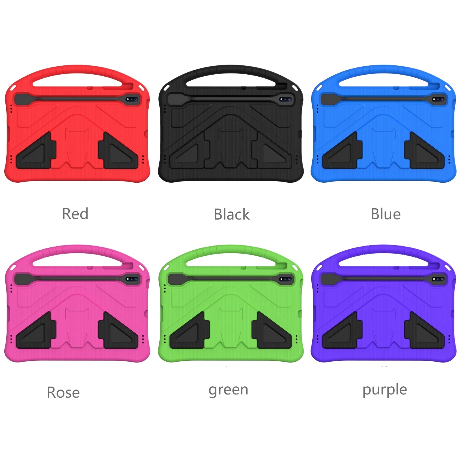 For-Samsung-Galaxy-Tab-S8+-/-Tab-S8-Plus-/-Tab-S7-FE-/-Tab-S7+-T970/T975/T976-EVA-Flat-Anti-Falling-Protective-Case-Shell-with-Holder(Black)