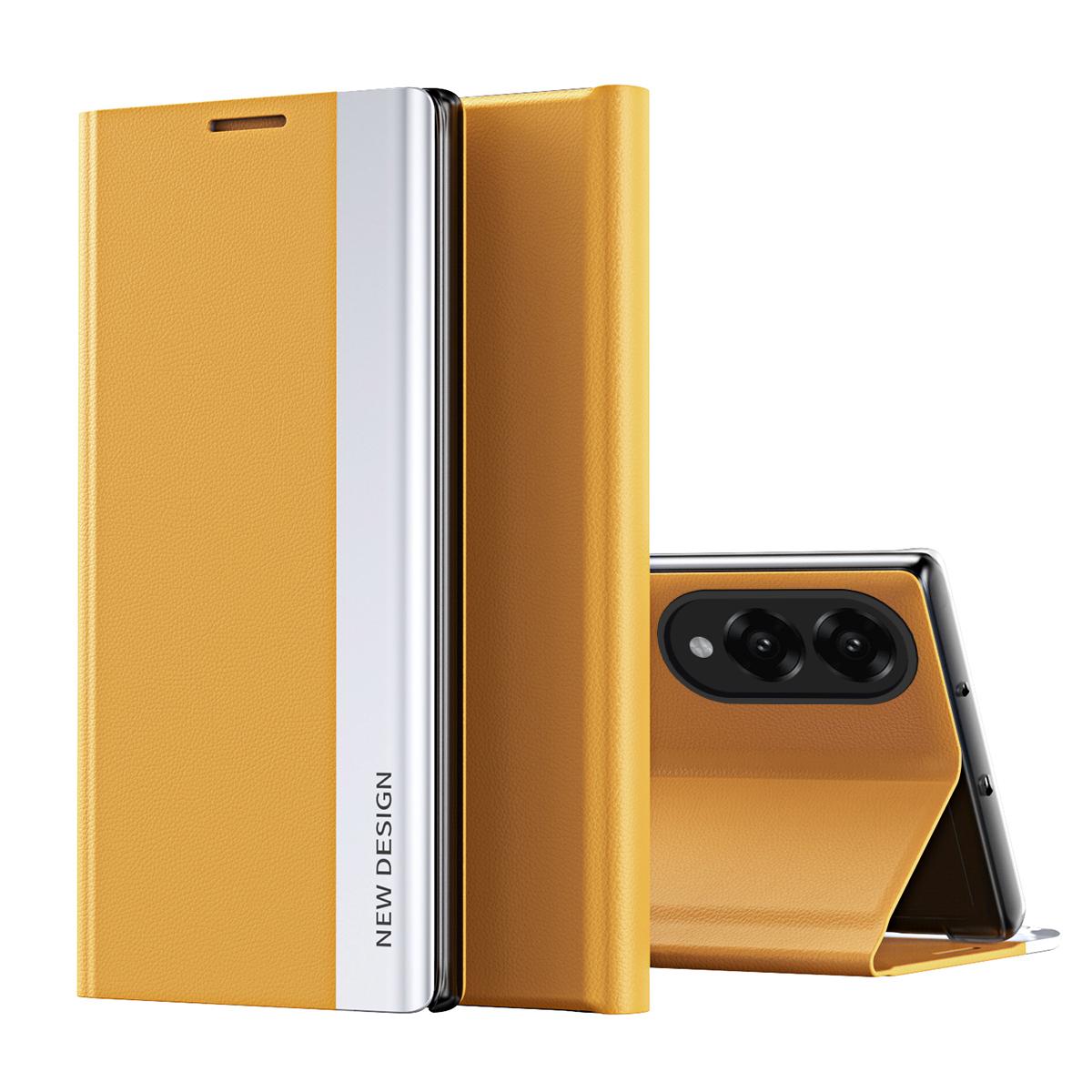 For-Samsung-Galaxy-S25-Edge-5G-Side-Electroplated-Adsorption-Leather-Phone-Case(Yellow)