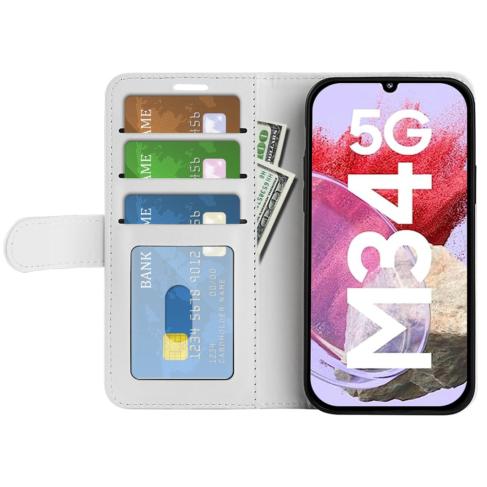 For-Samsung-Galaxy-M34-R64-Texture-Horizontal-Flip-Leather-Phone-Case(White)