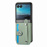 For-Motorola-Razr-40-Ultra-Wristband-Kickstand-Card-Wallet-Back-Cover-Phone-Case(Green)