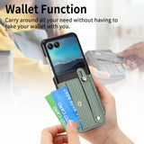 For-Motorola-Razr-40-Ultra-Wristband-Kickstand-Card-Wallet-Back-Cover-Phone-Case(Green)