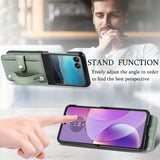 For-Motorola-Razr-40-Ultra-Wristband-Kickstand-Card-Wallet-Back-Cover-Phone-Case(Green)