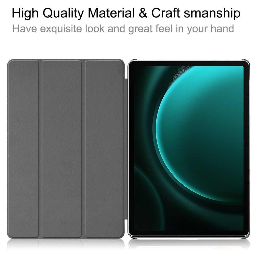 For-Samsung-Galaxy-Tab-S9-FE+-12.4-Custer-Painted-3-Fold-Stand-Leather-Smart-Tablet-Case(Unicorn)
