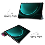 For-Samsung-Galaxy-Tab-S9-FE+-12.4-Custer-Painted-3-Fold-Stand-Leather-Smart-Tablet-Case(Unicorn)