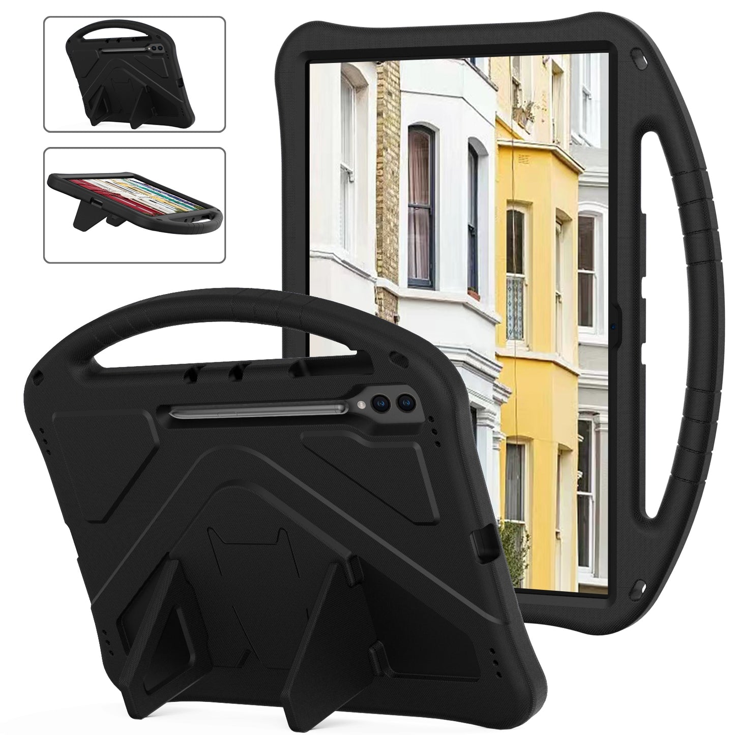 For-Samsung-Galaxy-Tab-S10-Ultra-14.6-EVA-Shockproof-Tablet-Case-with-Holder(Black)