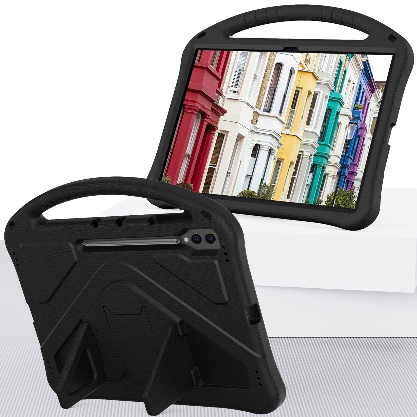 For-Samsung-Galaxy-Tab-S10-Ultra-14.6-EVA-Shockproof-Tablet-Case-with-Holder(Black)