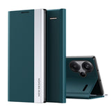 For-Xiaomi-Redmi-Note-13-Pro+-Side-Electroplated-Adsorption-Leather-Phone-Case(Green)
