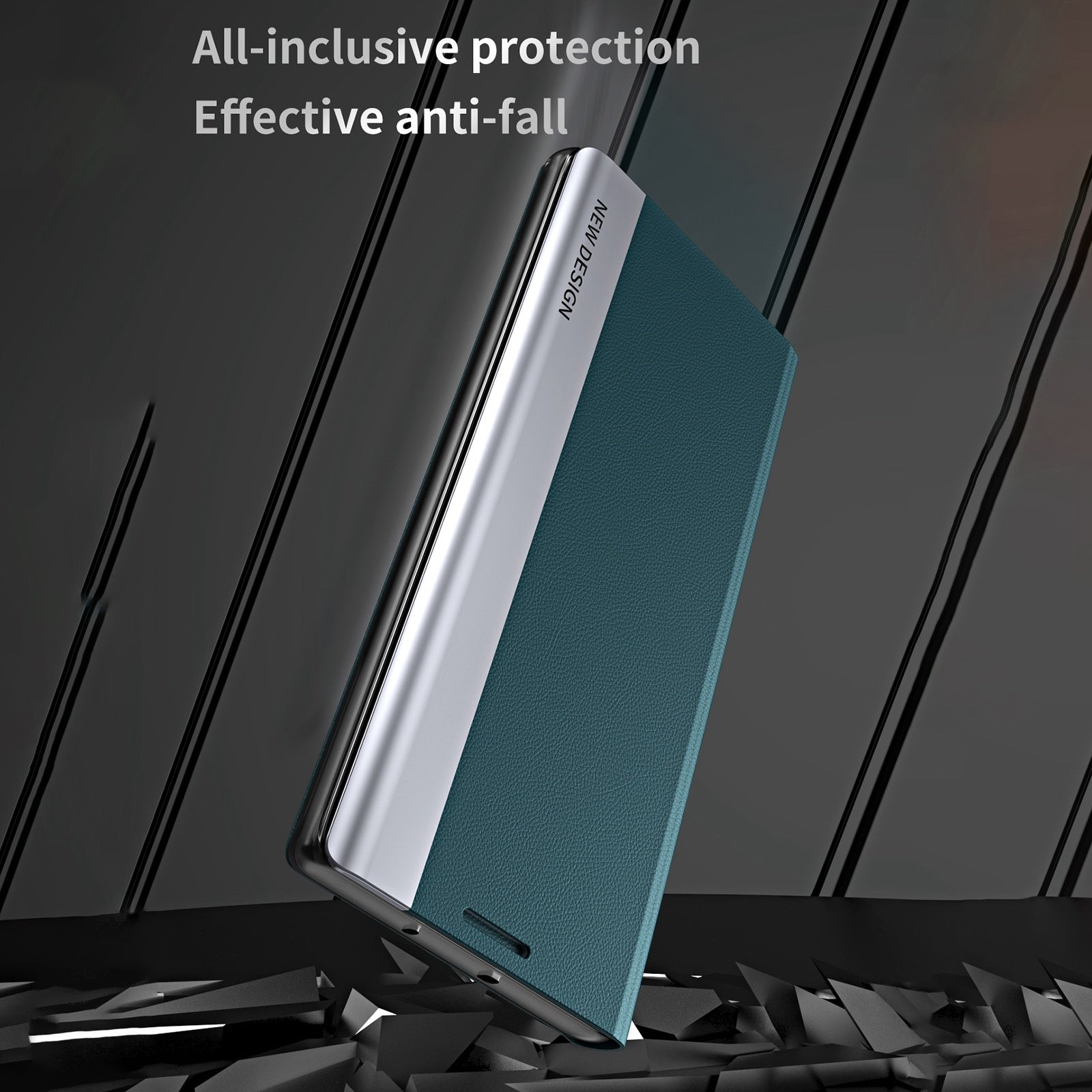 For-Xiaomi-Redmi-14C-Side-Electroplated-Adsorption-Leather-Phone-Case(Green)