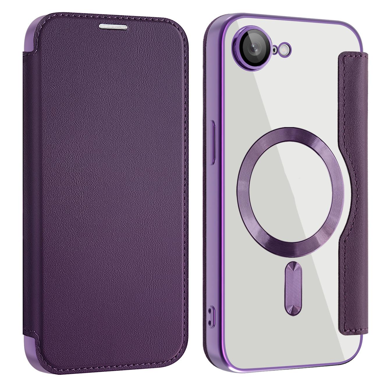 For-iPhone-17e-/-16e-Shield-MagSafe-RFID-Anti-theft-Leather-Phone-Case(Purple)