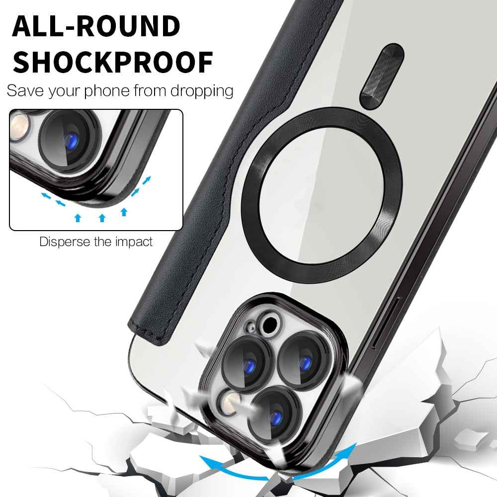 For-iPhone-17e-/-16e-Shield-MagSafe-RFID-Anti-theft-Leather-Phone-Case(Desert-Gold)