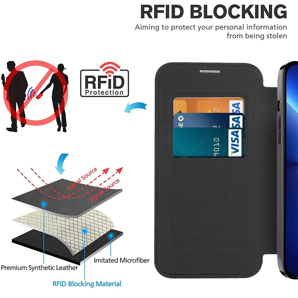 For-iPhone-17e-/-16e-Shield-MagSafe-RFID-Anti-theft-Leather-Phone-Case(Blue)