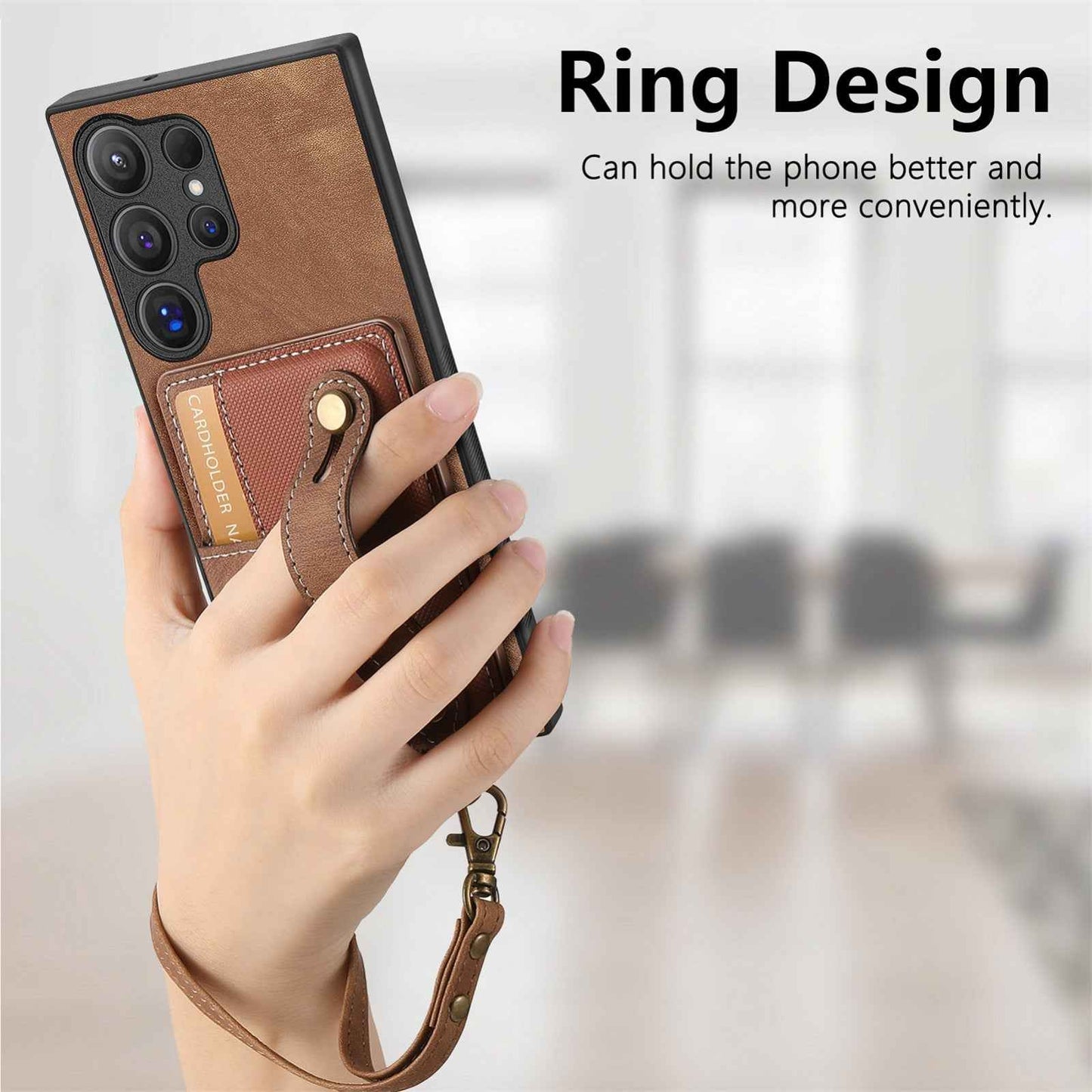 For-Samsung-Galaxy-S24-Ultra-5G-Retro-Cross-Wristband-Wallet-Leather-Back-Phone-Case(Brown)