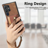 For-Samsung-Galaxy-S24-Ultra-5G-Retro-Cross-Wristband-Wallet-Leather-Back-Phone-Case(Brown)
