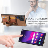 For-Samsung-Galaxy-S24-Ultra-5G-Retro-Cross-Wristband-Wallet-Leather-Back-Phone-Case(Brown)