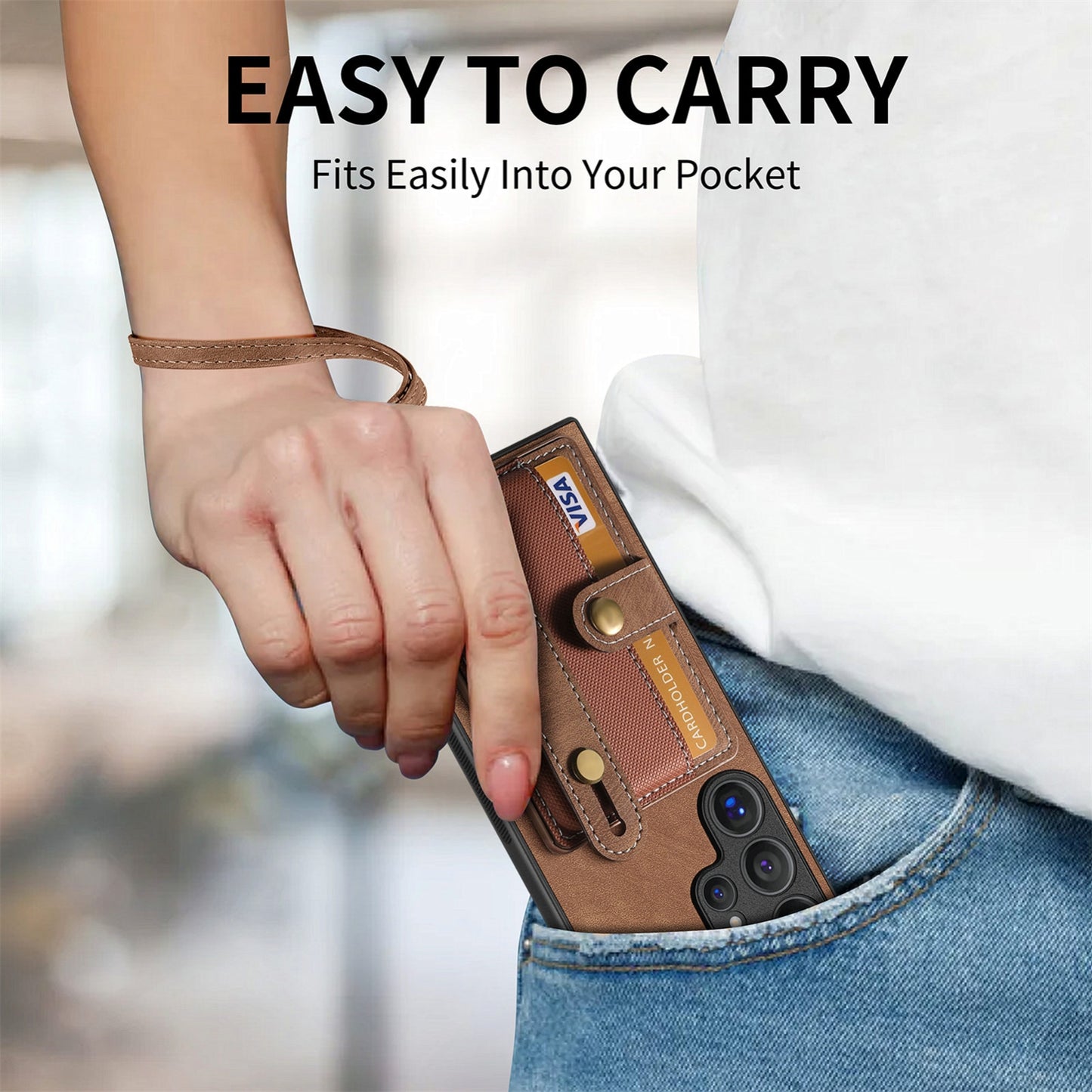 For-Samsung-Galaxy-S24-Ultra-5G-Retro-Cross-Wristband-Wallet-Leather-Back-Phone-Case(Brown)