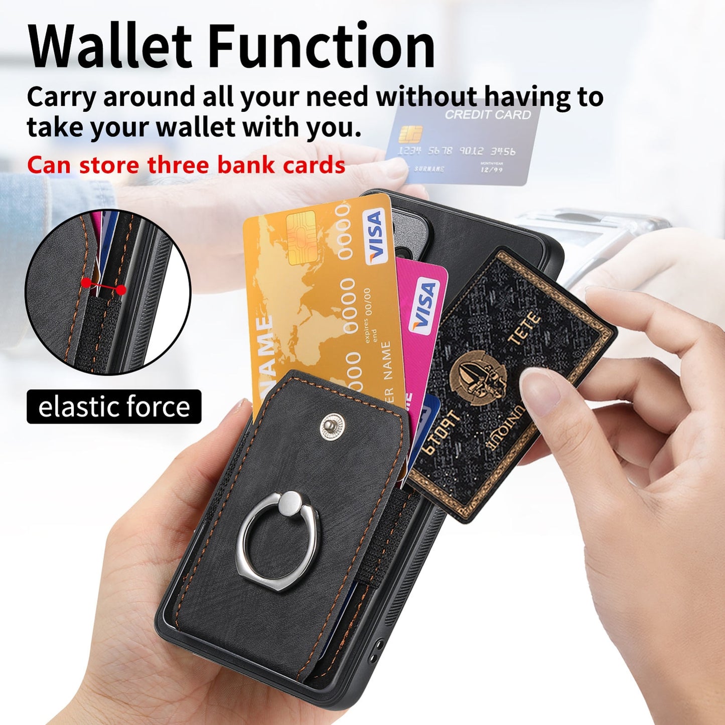 For-Xiaomi-Redmi-Note-13-Pro-4G-Retro-Skin-feel-Ring-Card-Wallet-Phone-Case(Black)
