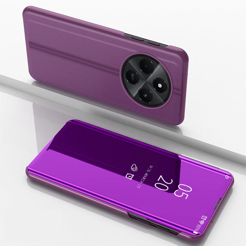 For-Xiaomi-Redmi-14C-4G-Plated-Mirror-Horizontal-Flip-Leather-Phone-Case-with-Holder(Purple)