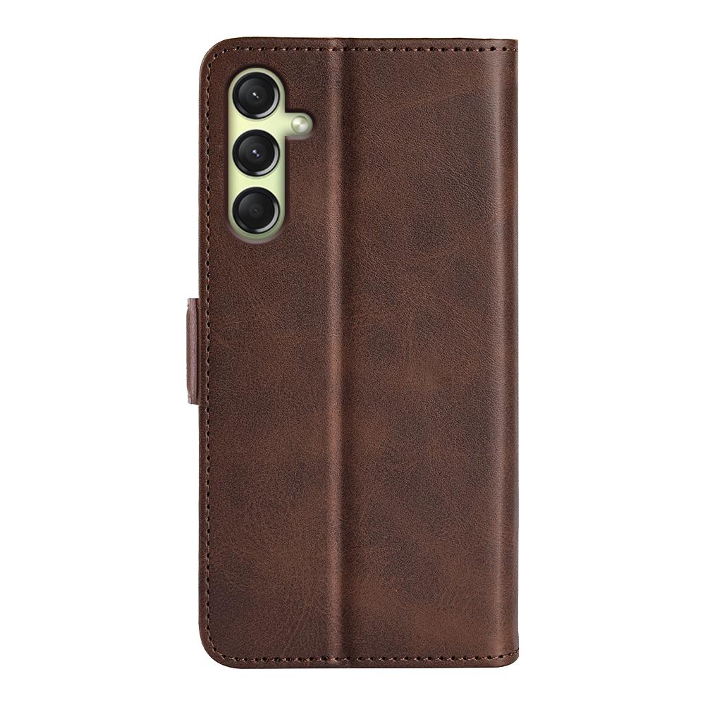 For-Samsung-Galaxy-A16-Dual-side-Magnetic-Buckle-Horizontal-Flip-Leather-Phone-Case(Brown)