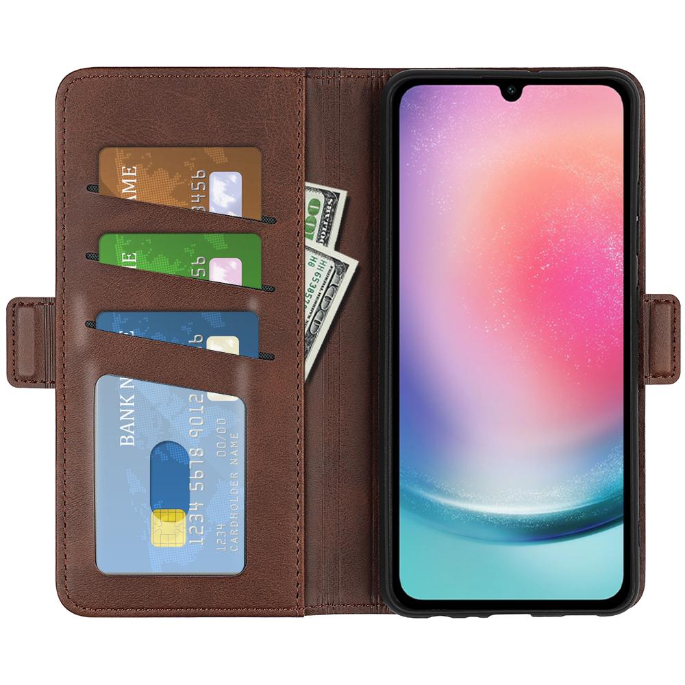 For-Samsung-Galaxy-A16-Dual-side-Magnetic-Buckle-Horizontal-Flip-Leather-Phone-Case(Brown)