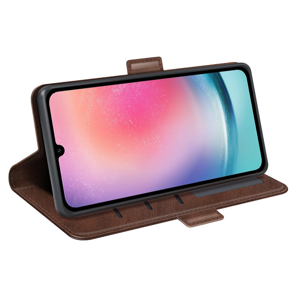 For-Samsung-Galaxy-A16-Dual-side-Magnetic-Buckle-Horizontal-Flip-Leather-Phone-Case(Brown)