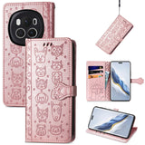 For-Honor-Magic6-Pro-Cat-and-Dog-Embossed-Leather-Phone-Case(Rose-Gold)