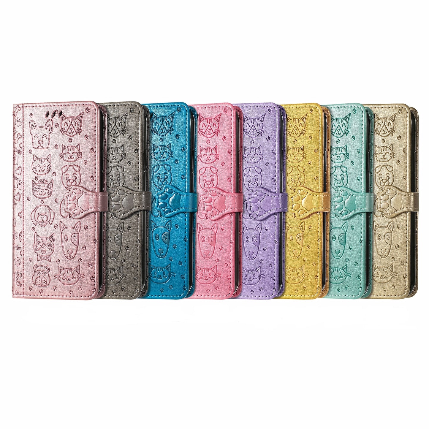 For-Honor-Magic6-Pro-Cat-and-Dog-Embossed-Leather-Phone-Case(Rose-Gold)