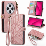 For-Xiaomi-Redmi-14C-Geometric-Zipper-Wallet-Side-Buckle-Leather-Phone-Case(Pink)