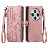 For-Xiaomi-Redmi-14C-Geometric-Zipper-Wallet-Side-Buckle-Leather-Phone-Case(Pink)