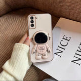 For-Samsung-Galaxy-S24-5G-Electroplating-Astronaut-Holder-Phone-Case(Pink)