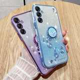 For-Samsung-Galaxy-S24-5G-Gradient-Glitter-Immortal-Flower-Ring-All-inclusive-Phone-Case(Blue)
