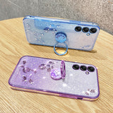 For-Samsung-Galaxy-S24-5G-Gradient-Glitter-Immortal-Flower-Ring-All-inclusive-Phone-Case(Blue)