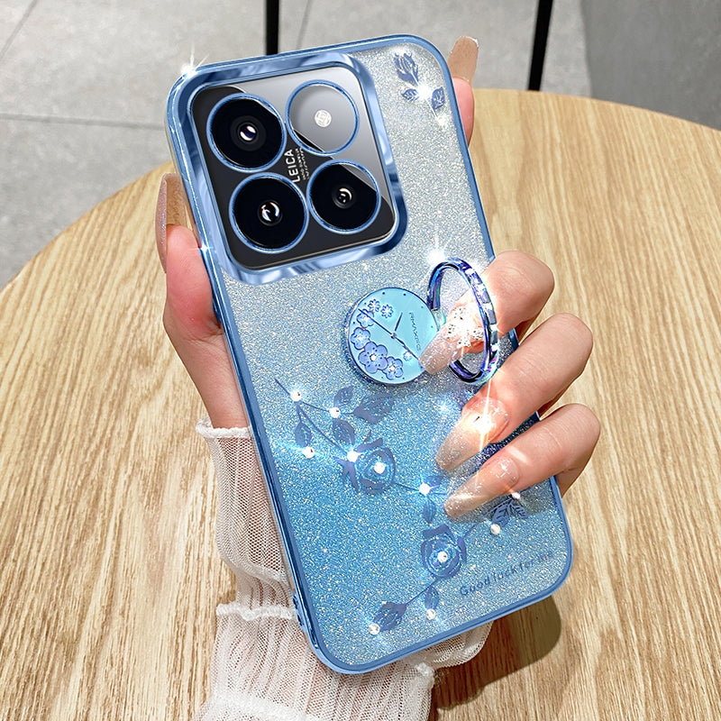 For-Xiaomi-Redmi-14C-4G-Gradient-Glitter-Immortal-Flower-Ring-All-inclusive-Phone-Case(Purple)