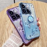For-Xiaomi-Redmi-14C-4G-Gradient-Glitter-Immortal-Flower-Ring-All-inclusive-Phone-Case(Purple)