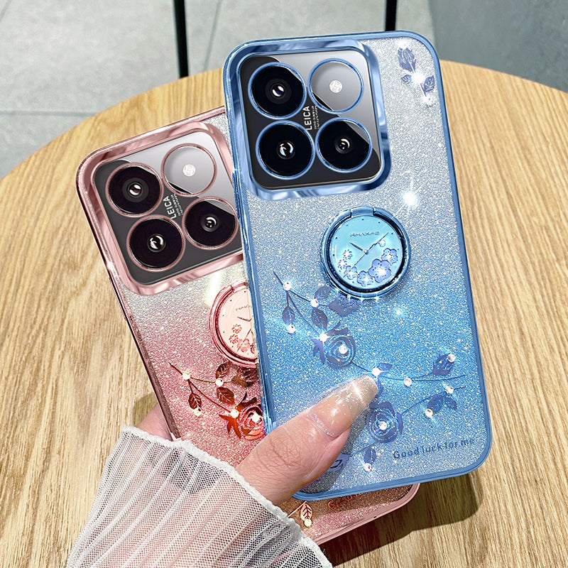 For-Xiaomi-Redmi-14C-4G-Gradient-Glitter-Immortal-Flower-Ring-All-inclusive-Phone-Case(Purple)