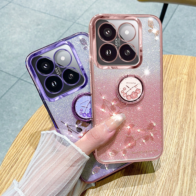 For-Xiaomi-Redmi-14C-4G-Gradient-Glitter-Immortal-Flower-Ring-All-inclusive-Phone-Case(Purple)