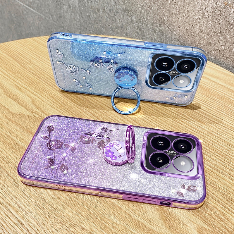 For-Xiaomi-Redmi-14C-4G-Gradient-Glitter-Immortal-Flower-Ring-All-inclusive-Phone-Case(Purple)