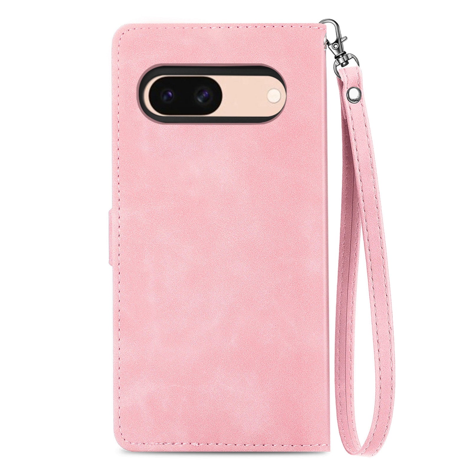 For-Google-Pixel-8a-Embossed-Flower-Zipper-Leather-Phone-Case(Pink)
