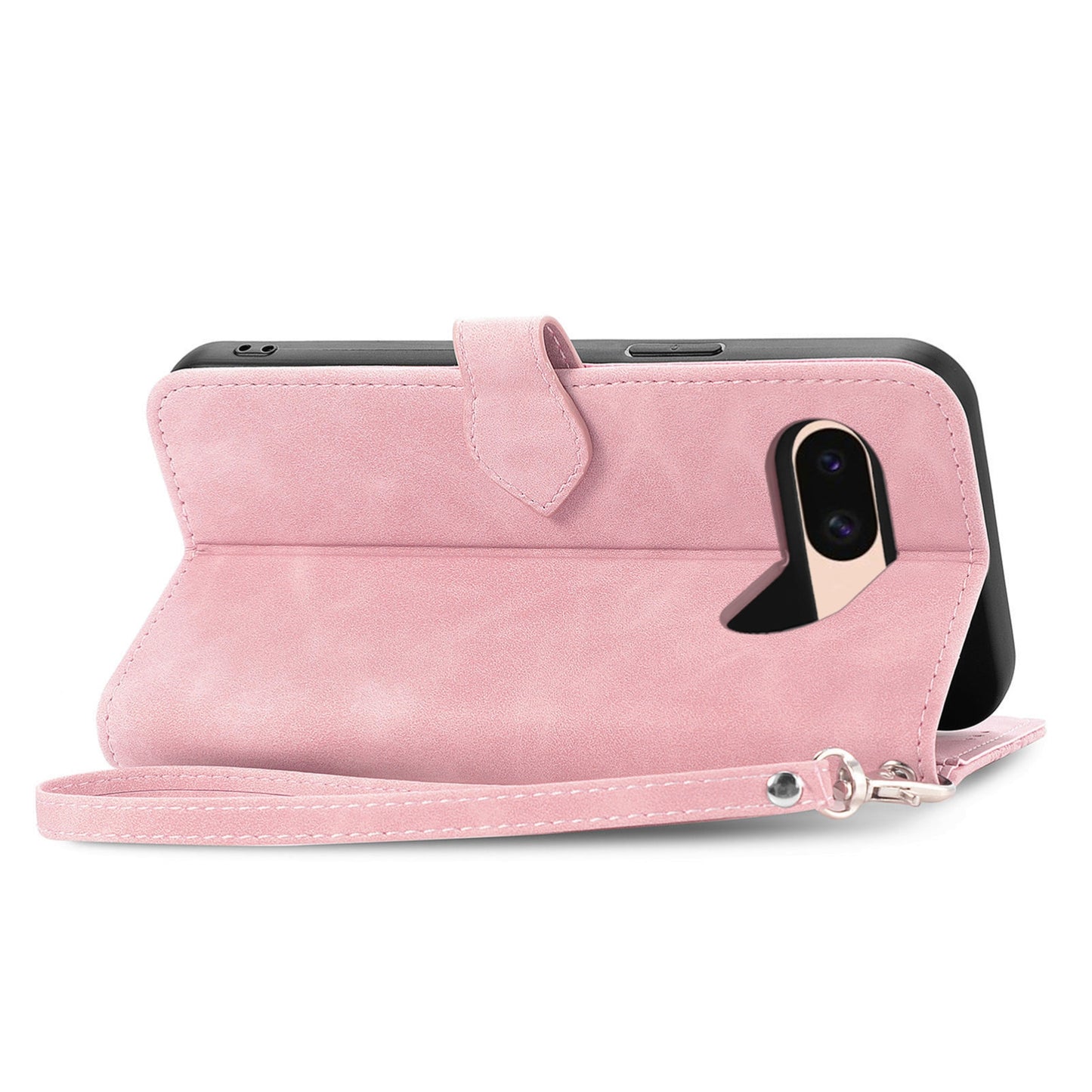 For-Google-Pixel-8a-Embossed-Flower-Zipper-Leather-Phone-Case(Pink)