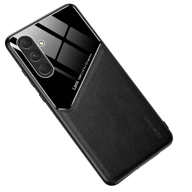 For-Samsung-Galaxy-S24-5G-All-inclusive-Leather-Organic-Glass-Phone-Case-with-Metal-Iron-Sheet(Black)