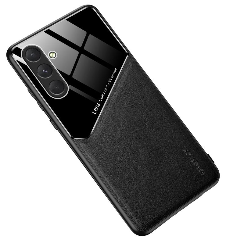 For-Samsung-Galaxy-S24-5G-All-inclusive-Leather-Organic-Glass-Phone-Case-with-Metal-Iron-Sheet(Black)