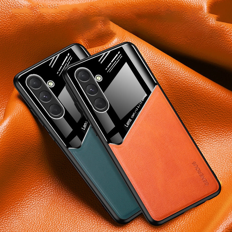 For-Samsung-Galaxy-S24-5G-All-inclusive-Leather-Organic-Glass-Phone-Case-with-Metal-Iron-Sheet(Black)