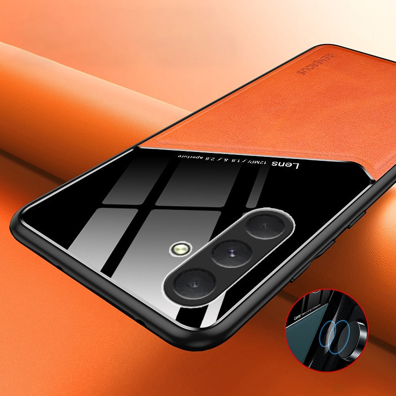 For-Samsung-Galaxy-S24-5G-All-inclusive-Leather-Organic-Glass-Phone-Case-with-Metal-Iron-Sheet(Black)