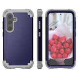 For-Samsung-Galaxy-S24-5G-3-in-1-Silicone-Hybrid-PC-Shockproof-Phone-Case(Blue)