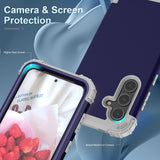 For-Samsung-Galaxy-S24-5G-3-in-1-Silicone-Hybrid-PC-Shockproof-Phone-Case(Blue)