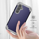 For-Samsung-Galaxy-S24-5G-3-in-1-Silicone-Hybrid-PC-Shockproof-Phone-Case(Blue)