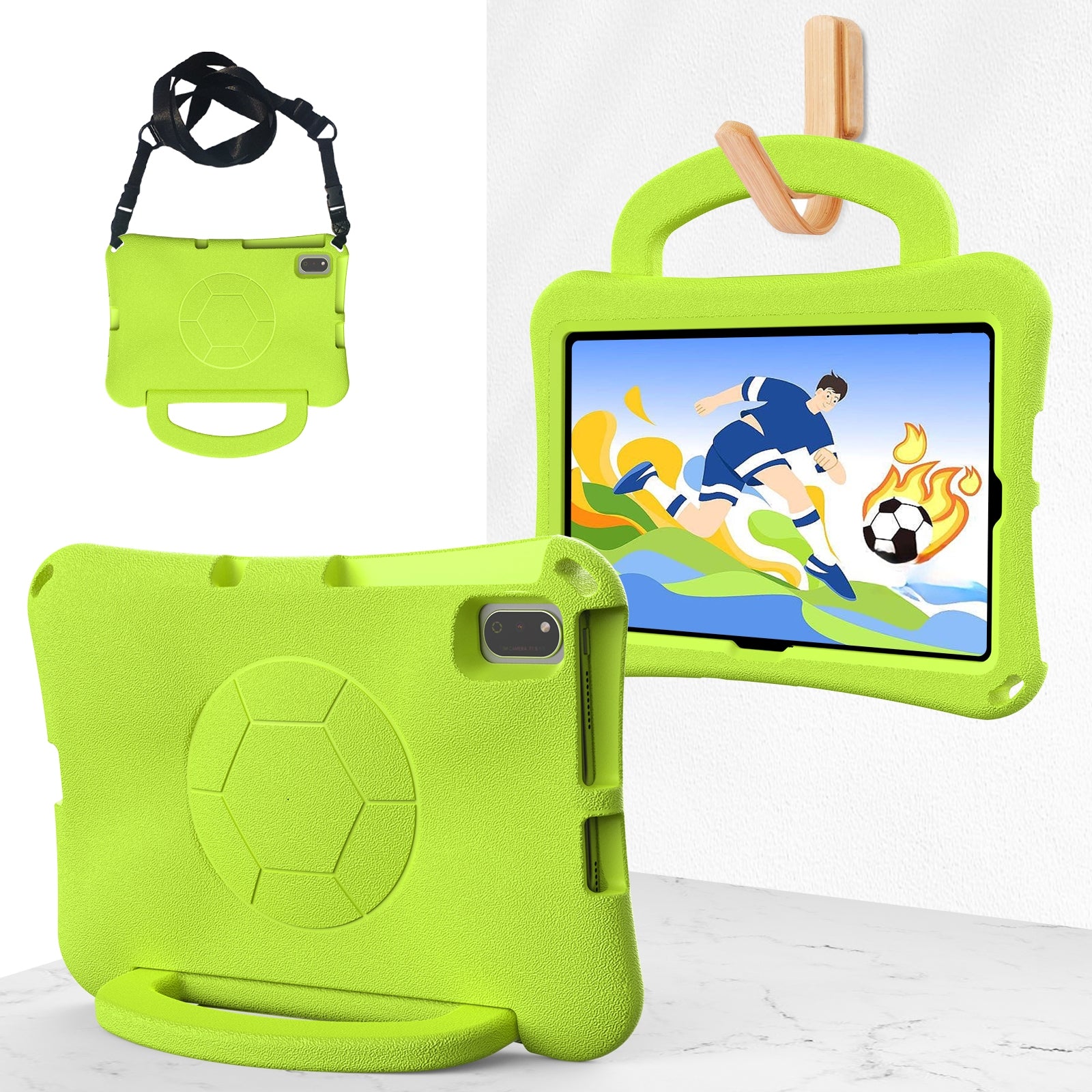 For-Samsung-Galaxy-Tab-S6-Lite-10.4-2020-Handle-Football-Shaped-EVA-Shockproof-Tablet-Case(Grass-Green)